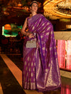 Saree Mall Women's  Blend Purple Woven Design Handloom Saree With Blouse Piece-KIHRIKA259003