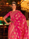 Saree Mall Women's  Blend Pink Woven Design Handloom Saree With Blouse Piece-KIHRIKA259005