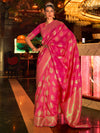 Saree Mall Women's  Blend Pink Woven Design Handloom Saree With Blouse Piece-KIHRIKA259005