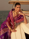 Saree Mall Women's  Blend Purple Woven Design Designer Saree With Blouse Piece-KING305010