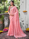 Saree Mall Women's Chiffon Pink Embellished Designer Saree With Blouse Piece-KINJAL4263