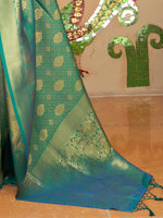 Saree Mall Women's  Blend Teal Blue Woven Design Handloom Saree With Blouse Piece-KINKB198001