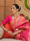 Saree Mall Women's  Blend Pink Woven Design Handloom Saree With Blouse Piece-KINKB198002