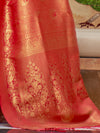 Saree Mall Women's  Blend Red Woven Design Handloom Saree With Blouse Piece-KINKB198006