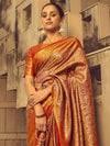 Saree Mall Women's  Blend Beige Woven Design Designer Saree With Blouse Piece-KINKHAB1202