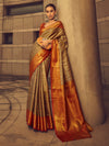 Saree Mall Women's  Blend Gold Woven Design Designer Saree With Blouse Piece-KINKHAB1203