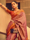 Saree Mall Women's  Blend Mauve Woven Design Designer Saree With Blouse Piece-KINKHAB1204