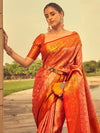 Saree Mall Women's  Blend Peach Woven Design Designer Saree With Blouse Piece-KINKHAB1205