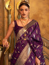 Saree Mall Women's  Blend Purple Woven Design Designer Saree With Blouse Piece-KIROZA7004