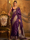 Saree Mall Women's  Blend Purple Woven Design Designer Saree With Blouse Piece-KIROZA7004