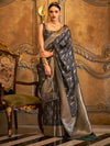 Saree Mall Women's  Blend Grey Woven Design Designer Saree With Blouse Piece-KIROZA7006