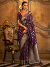 Saree Mall Women's  Blend Purple Woven Design Designer Saree With Blouse Piece-KIROZA7009