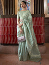 Saree Mall Women's  Blend Sea Green Woven Design Designer Saree With Blouse Piece-KIRPAN281001