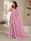 Saree Mall Women's Chiffon Lavendar Embellished Designer Saree With Blouse Piece-KIRTI1009