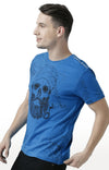 Huetrap Blue Mens Short Sleeve Graphic Printed Tshirt-HT17MKGRASUR01056