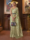 Saree Mall Women's  Blend Green Woven Design Handloom Saree With Blouse Piece-KLASCL282003