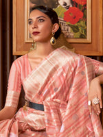 Saree Mall Women's  Blend Pink Woven Design Handloom Saree With Blouse Piece-KLASCL282006