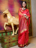 Saree Mall Women's  Blend Pink Woven Design Designer Saree With Blouse Piece-KLKRUTI12005