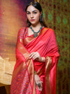 Saree Mall Women's  Blend Pink Woven Design Designer Saree With Blouse Piece-KLKRUTI12005