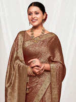 Saree Mall Women's Pure  Brown Woven Design Designer Saree With Blouse Piece-KLKRUTI5182