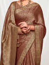 Saree Mall Women's Pure  Brown Woven Design Designer Saree With Blouse Piece-KLKRUTI5182