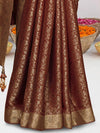 Saree Mall Women's Pure  Brown Woven Design Designer Saree With Blouse Piece-KLKRUTI5182