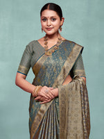 Saree Mall Women's Pure  Teal Blue Woven Design Designer Saree With Blouse Piece-KLKRUTI5185