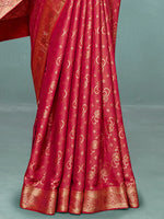 Saree Mall Women's Pure  Red Woven Design Designer Saree With Blouse Piece-KLKRUTI5186