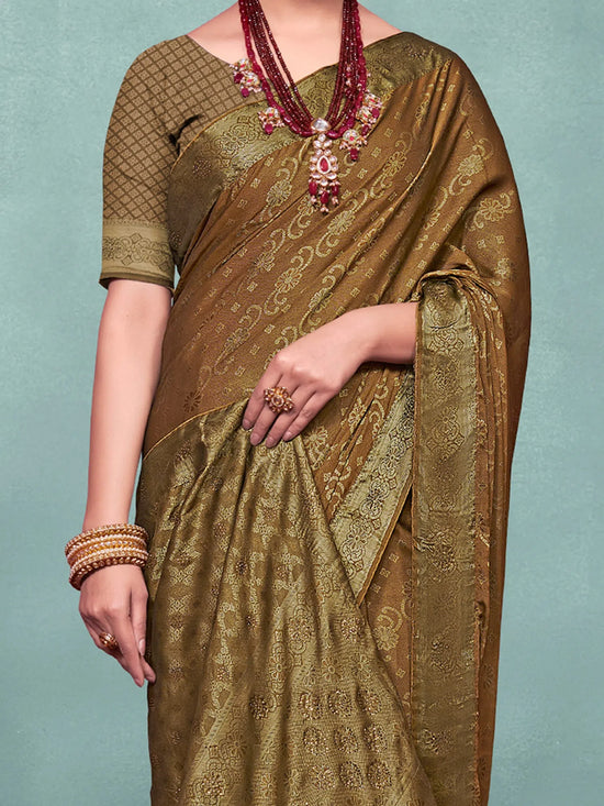 Saree Mall Women's Pure  Camel Brown Woven Design Designer Saree With Blouse Piece-KLKRUTI5187