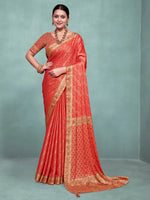 Saree Mall Women's Pure  Orange Woven Design Designer Saree With Blouse Piece-KLKRUTI5188