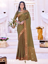 Saree Mall Women's Pure  Olive Woven Design Designer Saree With Blouse Piece-KLKRUTI5195