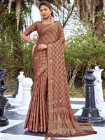 Saree Mall Women's Pure  Maroon Woven Design Designer Saree With Blouse Piece-KLKRUTI5205