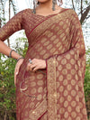 Saree Mall Women's Pure  Maroon Woven Design Designer Saree With Blouse Piece-KLKRUTI5205