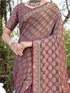 Saree Mall Women's Pure  Burgundy Woven Design Designer Saree With Blouse Piece-KLKRUTI5206