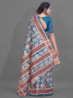 Saree Mall Women's Manipuri  Blue Digital Print Designer Saree With Blouse Piece-KLMK15B