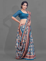 Saree Mall Women's Manipuri  Blue Digital Print Designer Saree With Blouse Piece-KLMK15B