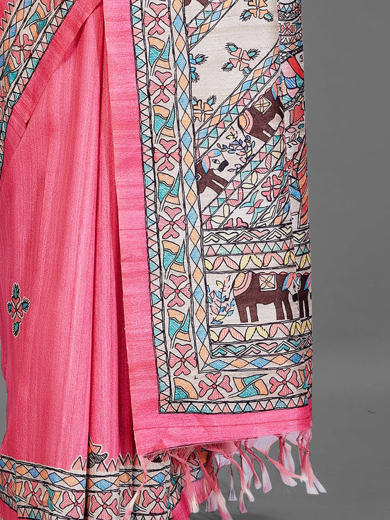 Saree Mall Women's Manipuri  Pink Digital Print Designer Saree With Blouse Piece-KLMK18F