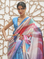 Saree Mall Women's Crepe Blue Digital Print Celebrity Saree With Blouse Piece-KLMKR232010