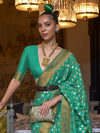 Saree Mall Women's  Blend Sea Green Woven Design Designer Saree With Blouse Piece-KLOSET294001