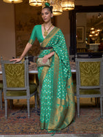 Saree Mall Women's  Blend Sea Green Woven Design Designer Saree With Blouse Piece-KLOSET294001