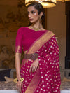 Saree Mall Women's  Blend Pink Woven Design Designer Saree With Blouse Piece-KLOSET294002