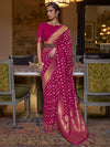 Saree Mall Women's  Blend Pink Woven Design Designer Saree With Blouse Piece-KLOSET294002