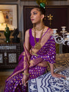 Saree Mall Women's  Blend Purple Woven Design Designer Saree With Blouse Piece-KLOSET294005