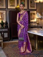 Saree Mall Women's  Blend Purple Woven Design Designer Saree With Blouse Piece-KLOSET294005