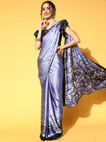 Saree Mall Women's Crepe Blue Printed Celebrity Saree With Blouse Piece-KLZE246012