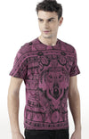 Huetrap Maroon Mens Short Sleeve Graphic Printed Tshirt-HT17MKGRAPLU00538