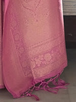 Saree Mall Women's  Blend Pink Woven Design Handloom Saree With Blouse Piece-KMBHP236001