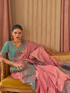 Saree Mall Women's  Blend Mauve Woven Design Designer Saree With Blouse Piece-KMSRA11005