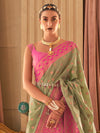 Saree Mall Women's  Blend Green Woven Design Designer Saree With Blouse Piece-KMSRA11006