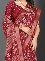 Saree Mall Women's  Blend Maroon Printed Designer Saree With Blouse Piece-KNKAVTI11A